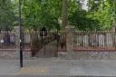 View of Bunhill Fields from Bunhill Row - the locations of the two sexual assaults