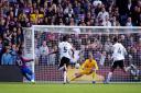 Crystal Palace's Eberechi Eze shoots straight at Liverpool goalkeeper Vitezslav Jaros during the Premier League match at Selhurst Park, London. Picture date: Saturday October 5, 2024.