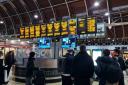 Commuters waiting for trains