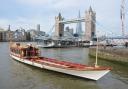 The royal barge Gloriana docked today