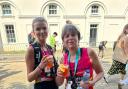 Clare Hughes (right) after finishing The Big Half with daughter Morgan