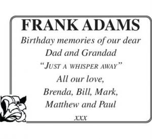 FRANK ADAMS