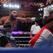 Khalid Ali hits out against Fernando Mosquera. Image: Stephen Dunkley/Queensberry Promotions