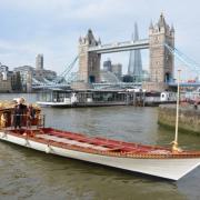 The royal barge Gloriana docked today