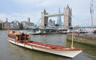 The royal barge Gloriana docked today