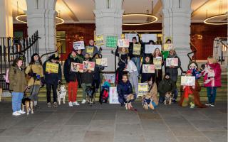 Protestors gathered outside Tower Hamlets Town Hall